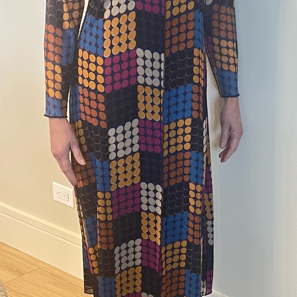 Colorful Geometric Long Sleeve Maxi Dress